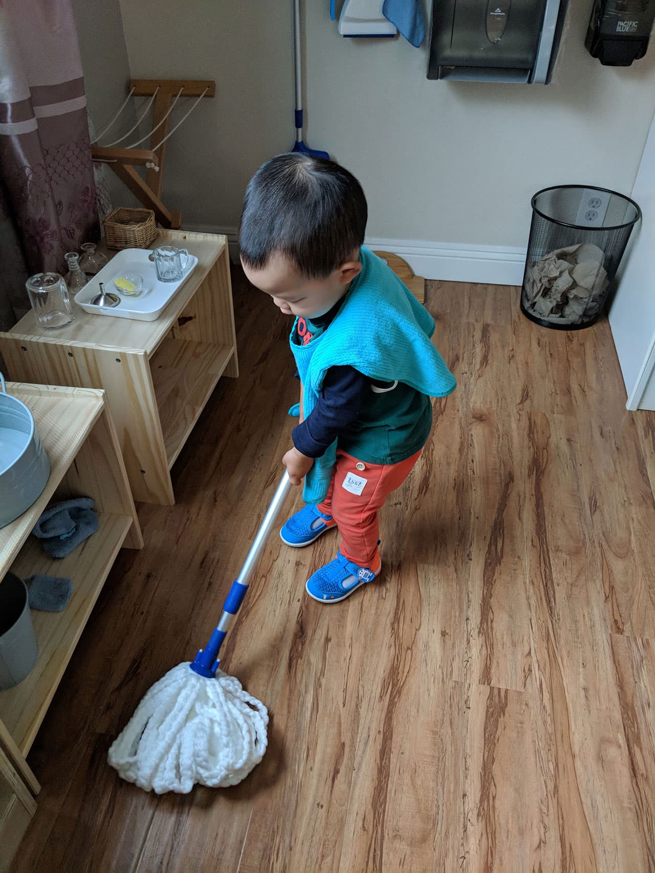 Montessori learning materials in use