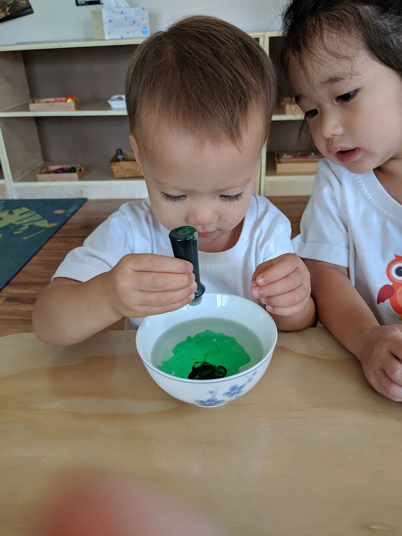 Children working with Montessori materials